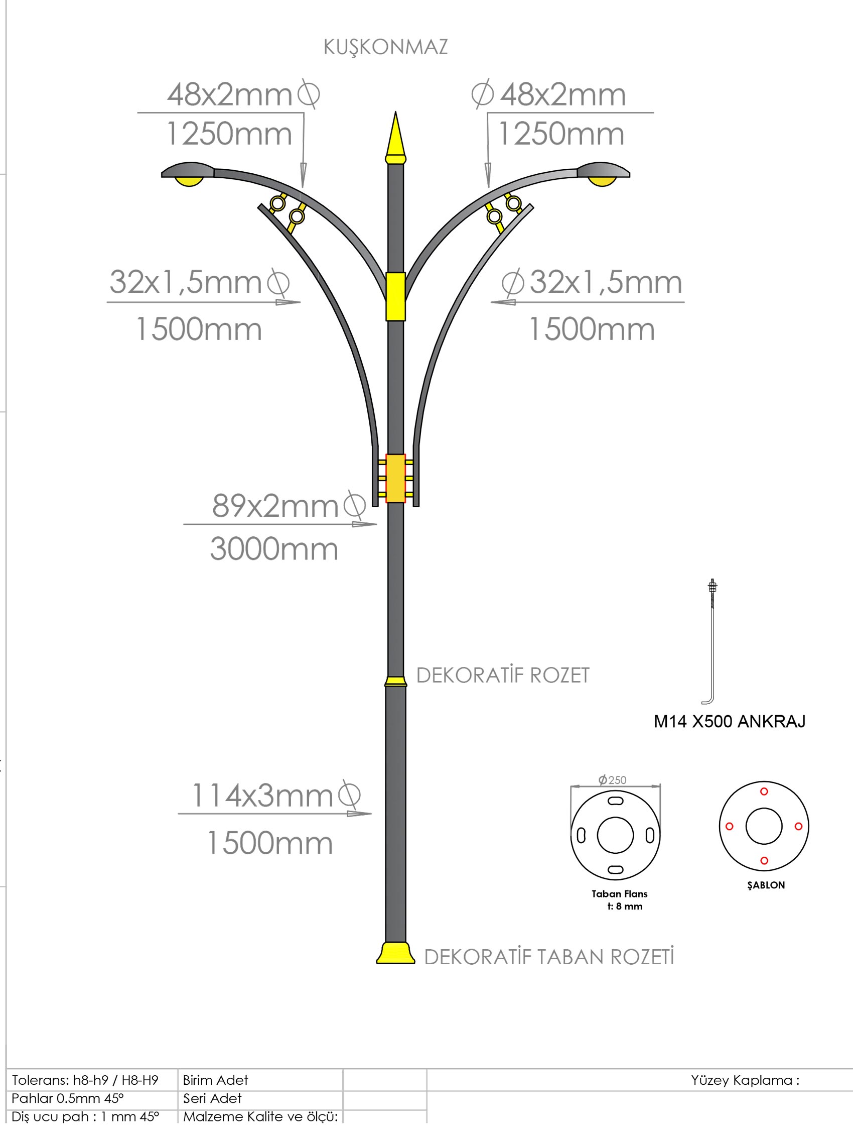 4,5 Metre Aydınlatma Direği 
